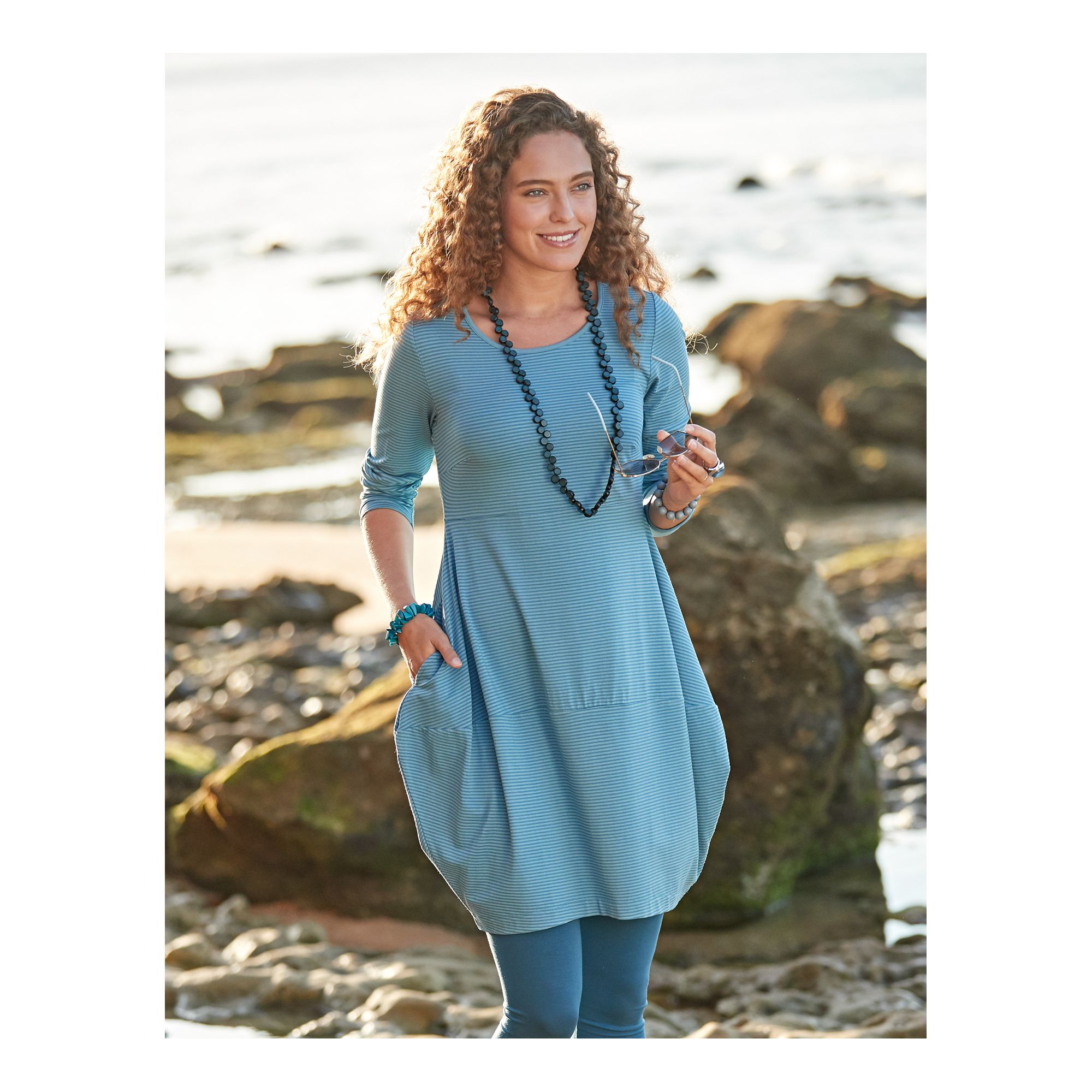 Jersey Kleid Prisca Von Deerberg In Taubenblau Geringelt 