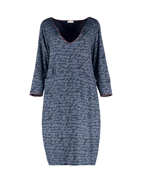 Jersey Kleid Katniss Von Deerberg In Blau Melange Bedruckt Deerberg