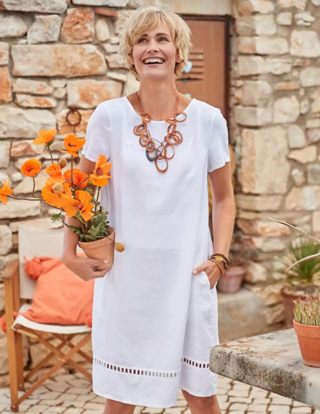 Leinen Kleid Laima Von Deerberg In Weiss Deerberg