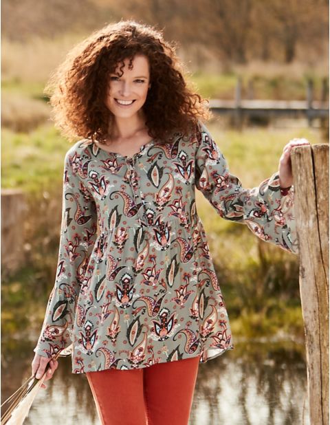 Deerberg Bluse Raniya – kupfergrün bunt  - Onlineshop Deerberg
