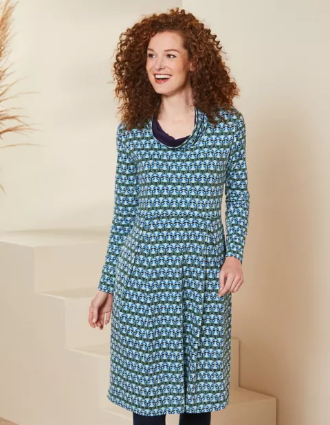 Jersey Kleid Seraina Von Deerberg In Turkis Bedruckt Deerberg