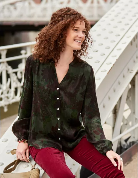 Cupro Bluse Jazmin Von Deerberg In Dunkelgrun 