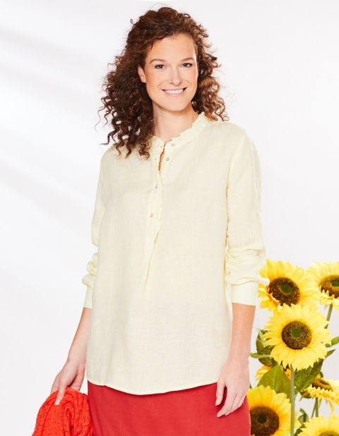 Deerberg Leinen Bluse Wandla – gelb melange  - Onlineshop Deerberg