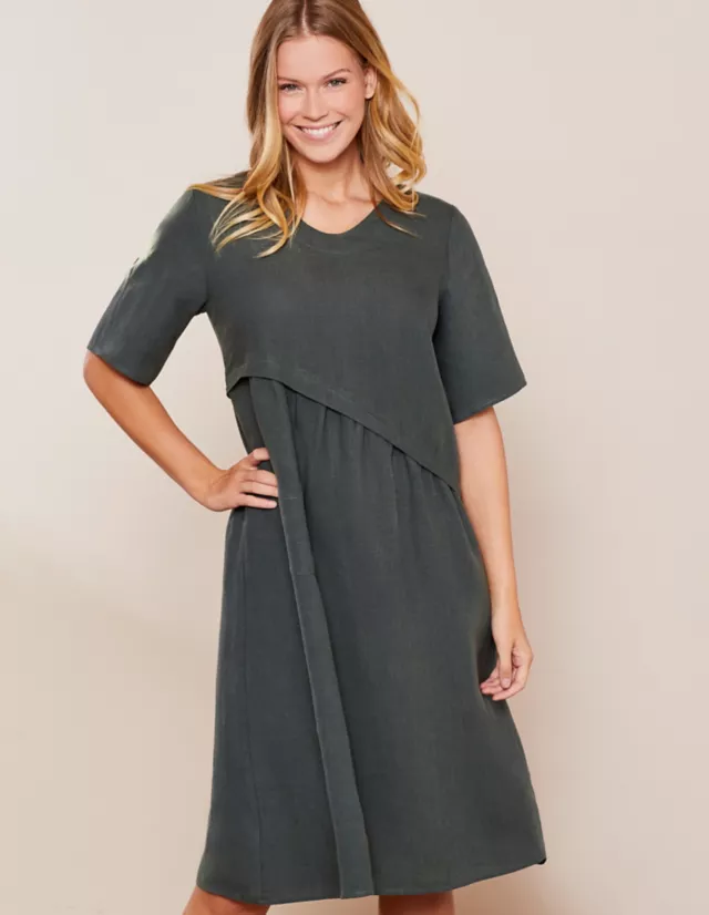 Leinen Kleid Rabna Von Deerberg In Dunkelkupfergrun 