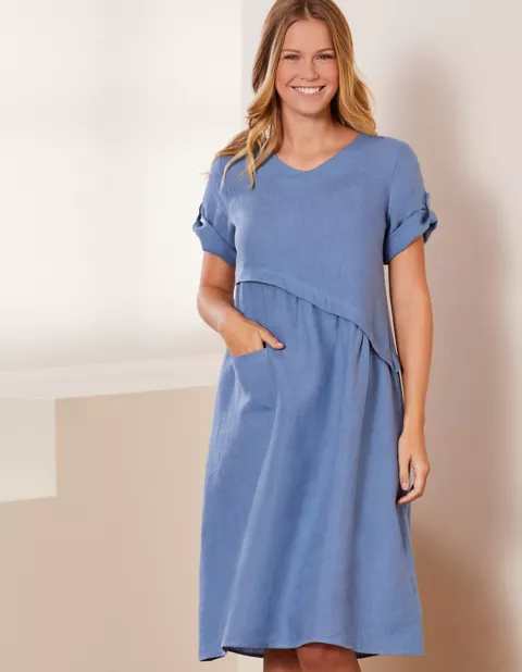 Leinen Kleid Rabna Von Deerberg In Balticblau 